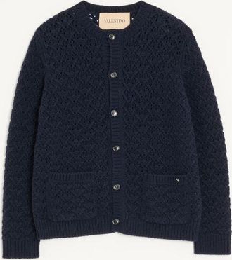 Valentino Cardigan Valentino in lana e cashmere con V Detail metallico Uomo NAVY XXL