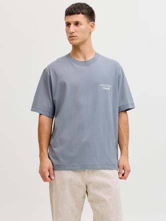 Jack & Jones Kurzarmshirt JACK & JONES JORNORREBRO TYPO TEE SS CREW NECK NOOS, Herren, Gr. XXL, tradewinds print:ss 26, Jersey, Obermaterial: 100% Baumwolle, bedru