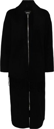 GOEN.J detachable-muffler zip-up coat - women - Nylon/Wool - M - Black