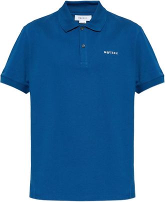 Alexander McQueen embroidered polo shirt - men - Cotton - XXXL - Blue