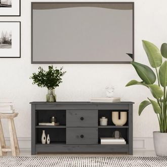 vidaXL Vidaxl - Mueble De Tv De Madera Maciza De Pino Gris 103x36,5x52 Cm
