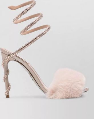 Rene Caovilla silk satin jeweled sandals