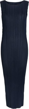Pleats Please Issey Miyake Pleated Woven Midi Dress - Navy - 3