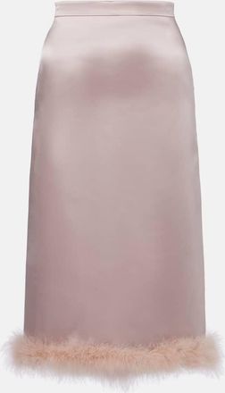 Valentino Feather-trimmed high-rise midi skirt