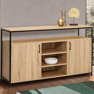 IDMarket Idmarket - Detroit Aparador De 2 Puertas Con 3 Estantes, Dise&ntilde;o Industrial 140 Cm