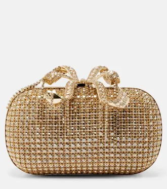 Self Portrait Bow-detail chainmail clutch