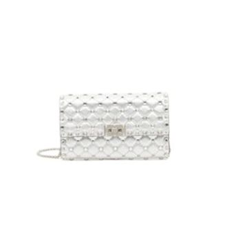 Valentino Tassen, Dames, Grijs, ONE Size, Leer, VLogo Mini Schoudertas