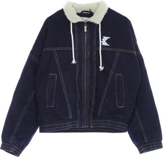 Karl Kani Donkerblauwe Denimjack met Sherpa Voering - Heren - Spijkerjassen - Blauw - XS - Denim - Jassen