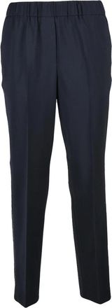 PESERICO Navy Blue Tailored Virgin Wool-Blend Straight-Leg Pants