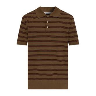 Moncler Polo Shirts, male, Brown, Size: XL Polo Shirt with Logo Patch