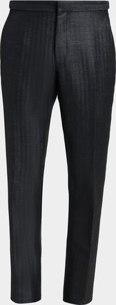 Tom Ford Men & apos;s Herringbone Flat-Front Trousers