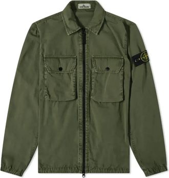 Stone Island 2 Pocket Brushed Cotton Shirt Jacket Sage 7515113WN-V0155