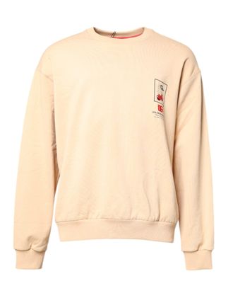 Dolce & Gabbana Mens Cherry Print Crew Neck Sweatshirt Beige Cotton Sweatshirts