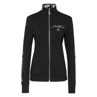 Philipp Plein Jogging Jacket Full Zip Crystal Stones Skeleton - Dames - Vesten met rits - Zwart - XS - Katoen - Hoodies & sweatvesten