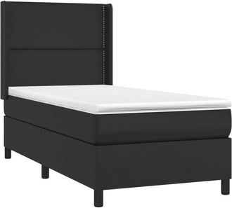 vidaXL Vidaxl - Cama Box Spring Con Colch&oacute;n Cuero Sint&eacute;tico Negro 90x190 Cm