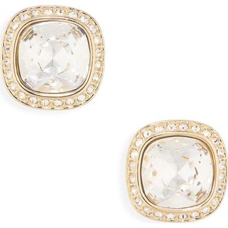 Swarovski Unape Cushion Crystal Stud Earrings in Crystal/gold at Nordstrom