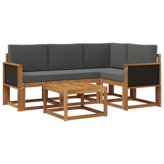 vidaXL Conjunto De Sof&aacute;s De Exterior 5 Pcs Natural Y Antracita Vidaxl