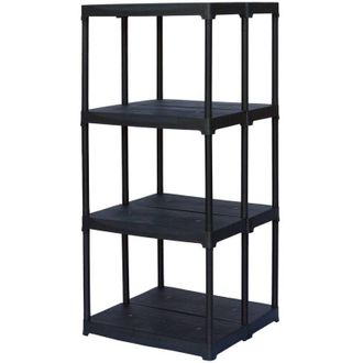 Dmora Scaffale a 2 ripiani con doppia capienza in polipropilene, Scaffalatura per interno o esterno, 100% Made in Italy, cm 60x59h133, colore Antracite