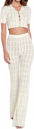Another Girl Pointelle Scalloped Flare Pants In Cream