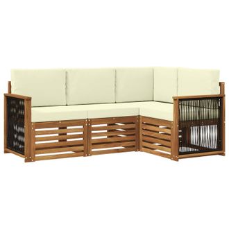 vidaXL Juegos De Sof&aacute;s Con Coj&iacute;n 4 Pcs Madera De Acacia S&oacute;lida Vidaxl