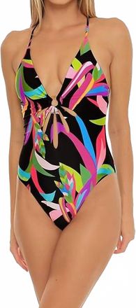 Trina Turk Womens Birds Of Paradise Floral One Piece Swimsuit In Black