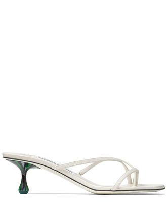 Jimmy Choo London 50mm Etana strappy leather mules - White