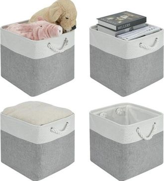 OEM Juego De 4 Cajas De Almacenamiento De Tela - Gris - Cesta De Almacenamiento De Tela Grande - 30x30x30 Cm