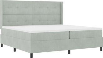 vidaXL Vidaxl - led Box Spring Bed with Mattres Light grey 200 x 200 cm Velvet