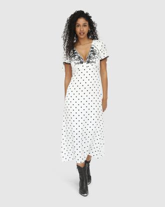 Belle & Bloom You & I Polka Dot Midi Dress