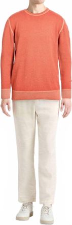 Crossley Long Sleeve Cotton Sweater In Salmon