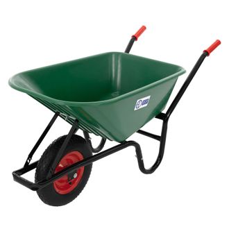 ECD Germany Ecd Germany - Carretilla De Obra Y Construcci&oacute;n Con Cubeta De Acero Y Polipropileno 100l Artesa Verde Capacidad De Carga 150kg Carro Con Asas Largas C