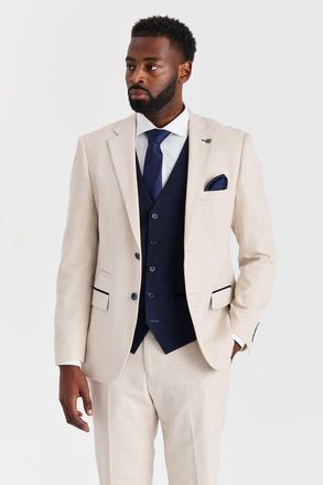 PAUL ANDREW 3 Piece Cream Check Suit with Check Waistcoat
