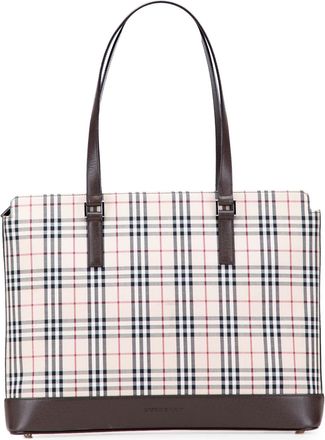 Burberry Pre-owned Womens Tote Plaid Pattern - Ivory Textile - One Size