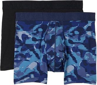 Saxx Underwear Droptemp Cooling Cotton Boxer Brief Fly 2-Pack Mens Underwear Daybreak Camo/Black : 2XL, Modal/Elastane/Cotton