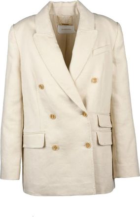 Zimmermann Jassen, Dames, Beige, M, Linnen, Giacca Doppiopetto