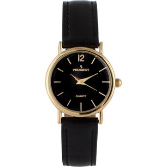 Peugeot Easy Read Round Leather Watch- 24MM in Black at Nordstrom