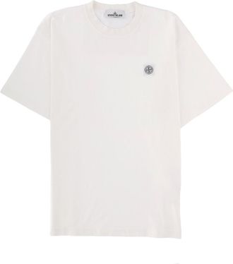 Stone Island White Logo Crew Neck T-Shirt