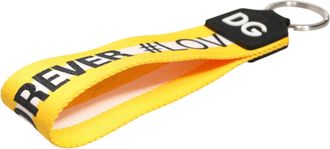 Dolce & Gabbana Womens Yellow Logo Polyester Silver Brass Holder Keychain Keyring Pvc Accessory
