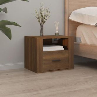 vidaXL Mesita De Noche De Pared Roble Marr&oacute;n 50x36x40 Cm Vidaxl
