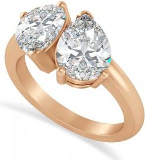 Allurez Pear/Pear Moissanite Toi et Moi Ring 14k Rose Gold (4.00ct)