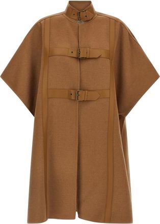 Twinset Jassen, Dames, Beige, XS, Wol, Doubled Wool Cape