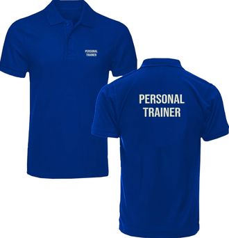 Generic Embroidered Personal Trainer Occupational Unisex Adult Polo T Shirt, Left Chest and Back Embroidered Workwear Polo T Shirt, Office Wear Polo T Shirt, 