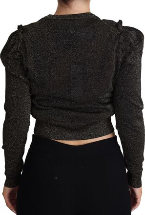 Dolce & Gabbana Womens Lurex Cropped Pullover Black Rayon Polyester