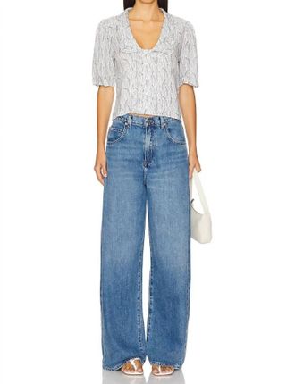 Nation Ltd Pia Pintuck Blouse In Porcelain Floral Vines