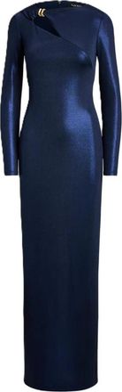 Ralph Lauren Burlington Lange Mouwen Avondjurk - Dames - Avondkleed - Blauw - XS - Polyester - Kleedjes