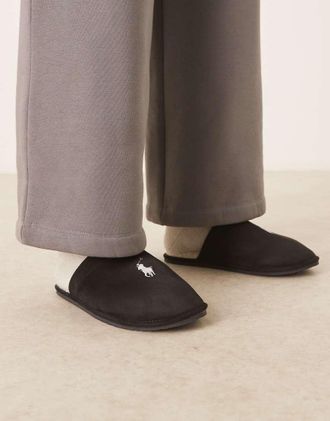 Polo Ralph Lauren Klarence - Pantofole nere con logo-Nero