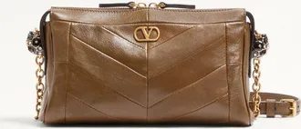 Valentino Garavani Valentino Garavani Panthea Small Shoulder Bag In Nappa Leather With A Chevron Pattern Woman TUNDRA UNI