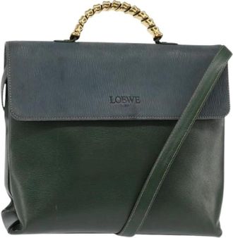 Loewe Pre-owned Suede Handtas - Dames - Vintage Handtas - Groen - ONE Size - Leer - Vintage