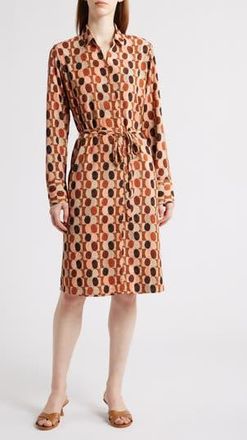 Nic+Zoe Devon Circle Print Long Sleeve Belted Dress in Spice Multi at Nordstrom Rack, Size Xx-Large