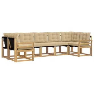 vidaXL Conjunto De Sof&aacute;s De Exterior Con Coj&iacute;n 7 Pcs Y Beige Vidaxl